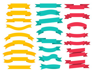 Sticker - Set of banner ribbon elements on a white background. Vector illustration