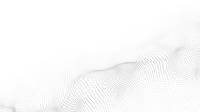 Vector Abstract White Futuristic Background. Big Data Visualization. Digital Dynamic Wave Of Particles.