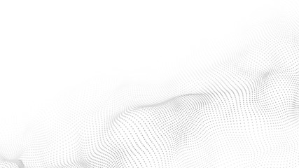 vector abstract white futuristic background. big data visualization. digital dynamic wave of particl