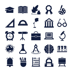 Poster - bundle of schoolsilhouette style set icons