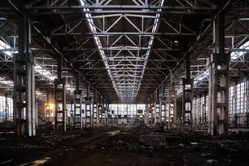  Large abandoned industrial building of former Voronezh excavator factory