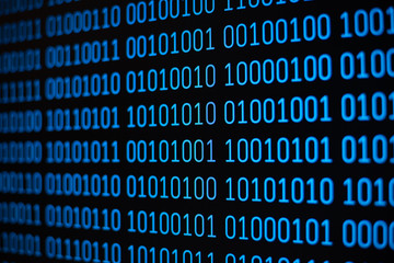 Wall Mural - binary code on monitor. concept of data and information