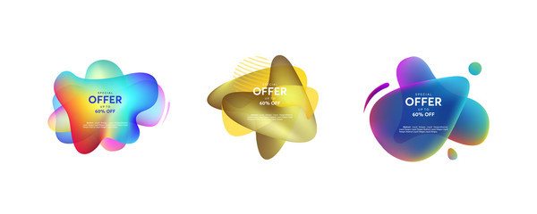 Wall Mural - set of abstract liquid shape. fluid design, abstract modern graphic elements. dynamical colored form