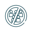 forbidden sign of crowd people icon, line style