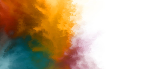 Abstract colorful watercolor on white background. Digital art painting.