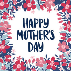 Wall Mural - Happy Mother's Day social media banner vector template. Holiday celebration text.