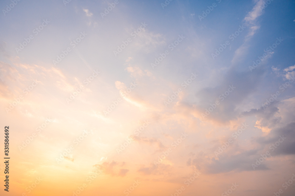 Sunset sky for background or sunrise sky and cloud at morning. Stock ...