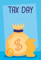 Poster - tax day with money bag