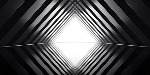 Aufkleber - Abstract triangle shape of long tunnel, Futuristic architectural space, Geometric pattern,3D rendering.