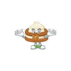 Sticker - White cream alfajor cartoon character design concept showing silent gesture