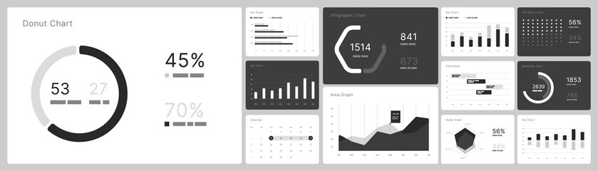 Wall Mural - infographic elements in white and black colors. use in presentation templates, flyer, leaflet and co