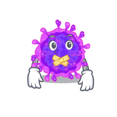 Wall Mural - alpha coronavirus mascot cartoon character design with silent gesture