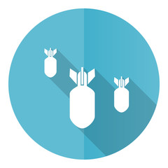 Aufkleber - Bomb blue round flat design vector icon isolated on white background, war, military, weapon illustration in eps 10