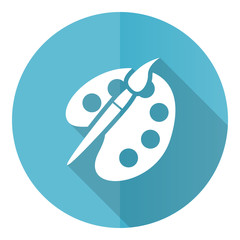 Aufkleber - Paint brush blue round flat design vector icon isolated on white background, palette, art illustration in eps 10