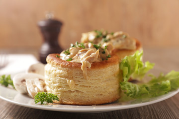 Wall Mural - french puff pastry filling with chicken, cream and mushroom- vol au vent