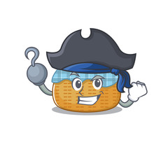 Sticker - Cool bread basket in one hand Pirate cartoon design style with hat