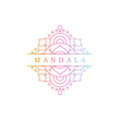 © t a k a h i r o - Round gradient mandala on white isolated background. Mandala vector logo illustration. Mandala with floral patterns. Yoga template