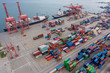 © Asia - Sihanoukville, Cambodia - March 15, 2020: Ariel view of container terminal of Sihanoukville Autonomous Port.