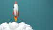 © anon - Flying with a Rocket to Successful background vector. Business concept illustration.3d rendring.rocket illustration flying over cloud..