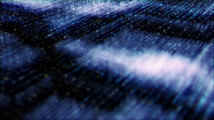 Fototapete - Futuristic digital generated image abstract matrix particles de-focus grid in cyber space digital background environment