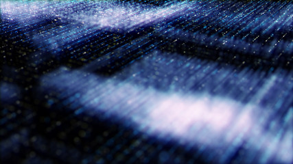 Wall Mural - futuristic digital generated image abstract matrix particles de-focus grid in cyber space digital ba