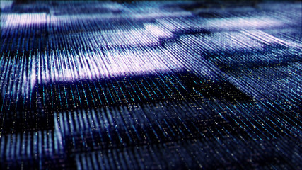 Wall Mural - futuristic digital generated image abstract matrix particles de-focus grid in cyber space digital ba