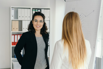 Wall Mural - Stylish young businesswoman with a colleague