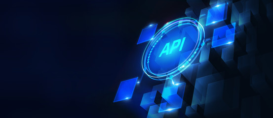 API - Application Programming Interface. Software development tool. Business, modern technology, internet and networking concept