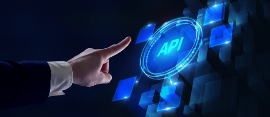 API - Application Programming Interface. Software development tool. Business, modern technology, internet and networking concept