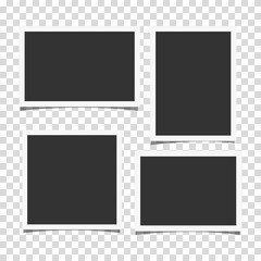 Wall Mural - Set of retro realistic vector photo frames with side ratios 3:2, 4:3 and 1:1 placed on transparent background. Template photo design.