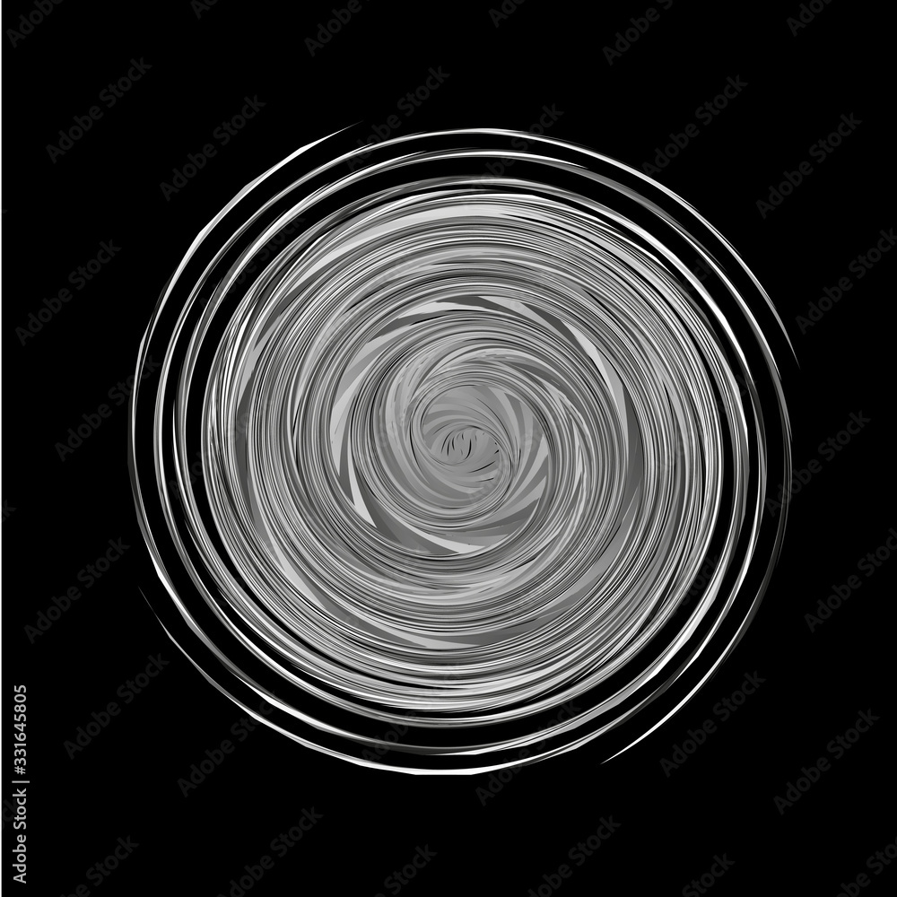 Vector black and white pattern from gradient lines. Abstract circular ...