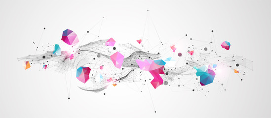 trendy fluid cover design with plexus effect.