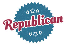 Republican Sign. Republican Round Vintage Retro Label. Republican