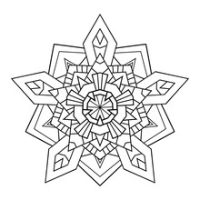 Geometry Star Mandala On White Isolated Background. For Coloring Book Pages.