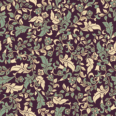 Wall Mural - Floral seamless textile pattern in asian batik style