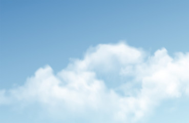 Wall Mural - transparent different clouds isolated on blue background. real transparency effect. vector illustrat
