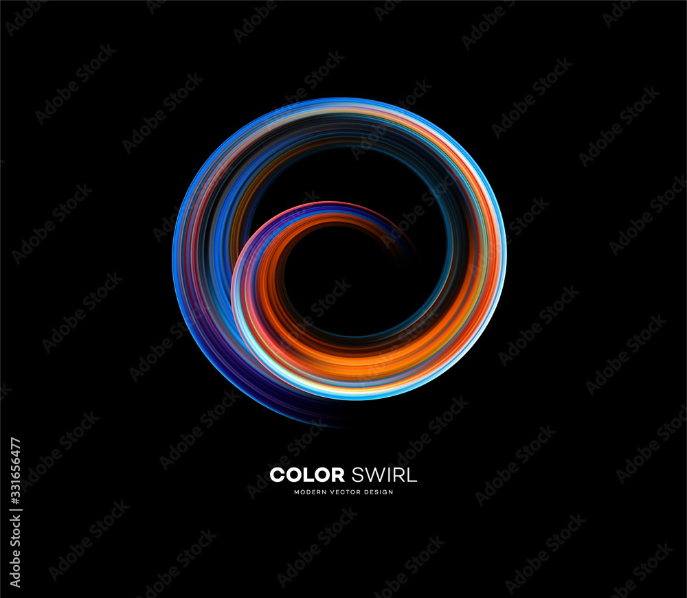Color bright swirl organic 3d shape. Colored flow Trend design for web pages, posters, flyers, booklets, magazine covers, presentations. Vector illustration - obrazy, fototapety, plakaty 