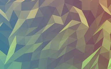 Abstract triangle geometrical green orange background. Geometric origami style with gradient. 3D illustration