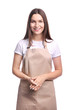 © LumenSt - Young woman in apron isolated on white background
