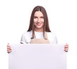 © LumenSt - Young woman in apron isolated on white background