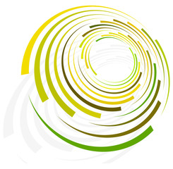 Aufkleber - monochrome cyclic, cycle concentric rings. revolved spiral, vortex, whorl. abstract circular, radial loop shape, element