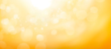 A Blurred Golden Warm Yellow And Orange Abstract Sunny Summer Sky Background Illustration.