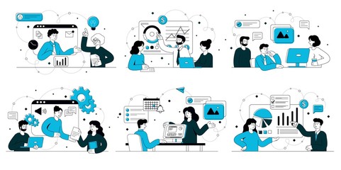 Wall Mural - business concept with teams brainstorming together working on developing new projects or doing a pre