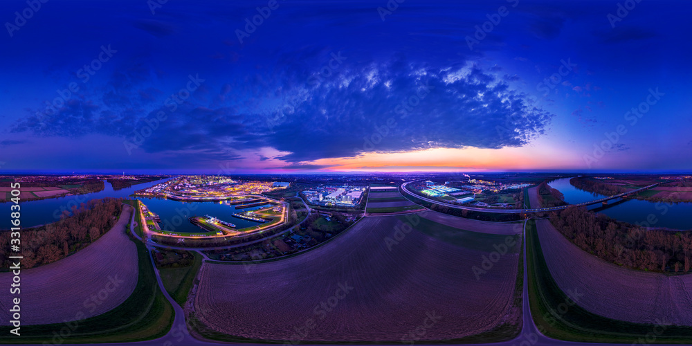 180° x 360° panorama of an industrial chemical plant in ludwigshafen germany