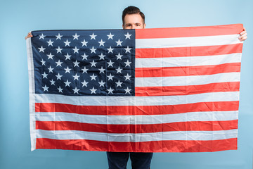 Sticker - Young man with an American flag