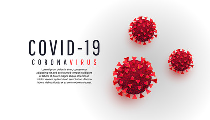 Wall Mural - COVID-19 coronavirus infected cells with text on a white background. Pneumonia, acute respiratory disease virus molecule