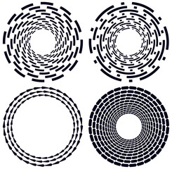 Poster - Set of black and white vortex, volute shapes. Twisted helix elements