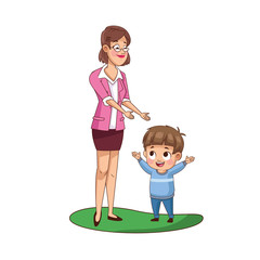 Sticker - cute little boy with teacher character