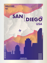 USA United States Of America San Diego Skyline City Gradient Vector Poster