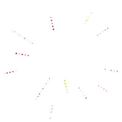 Poster - Random dots, circles abstract. Speckles, dotted radial, radiating, circular geometric illustration. Polka-dots, pointillist, pointillism design element